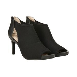 LifeStride Mod Black Peep Toe Slingback Heels Cut Out Booties 8M Dressy NightOut